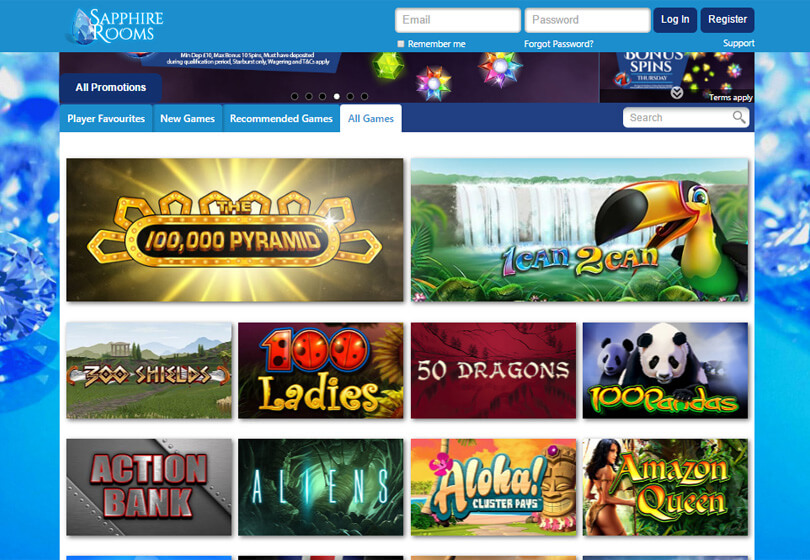 Sapphire Rooms Casino Games